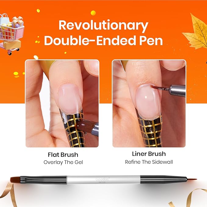 Beetles Builder Gel for Nails, 60g Sculpture Hard Gel with Dual Nail Pen Forms for Nail Thickening, 10 in 1 Manicure Extension UV Strengthener for Manicurist and Nail Art Major