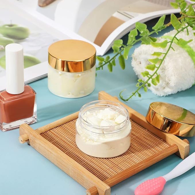 Patelai 4 Pieces Round Wide-mouth Leak Proof Plastic Container Jars with Lids for Travel Storage Makeup Beauty Products Face Creams Oils Salves Ointments DIY Making(1 Ounce,Gold)