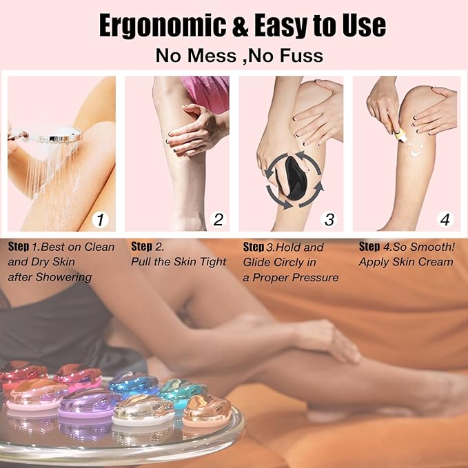 Crystal Hair Eraser,Upgraded Painless Crystal Hair Remover,Effective Nano Glass Hair Removal Device and Skin Exfoliation,Body Epilator for Women and Men(Black)