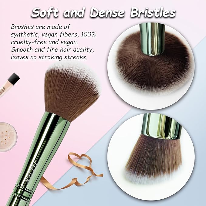 Jilier Travel Makeup Brushes with Case, 4 in 1 Makeup Brush Set, Powder Brush, Foundation Brush/Blush Brush, Eyeshadow Brush, Concealer Brush, Double Ended Makeup Brush Ideal for Liquid, Cream, Powder