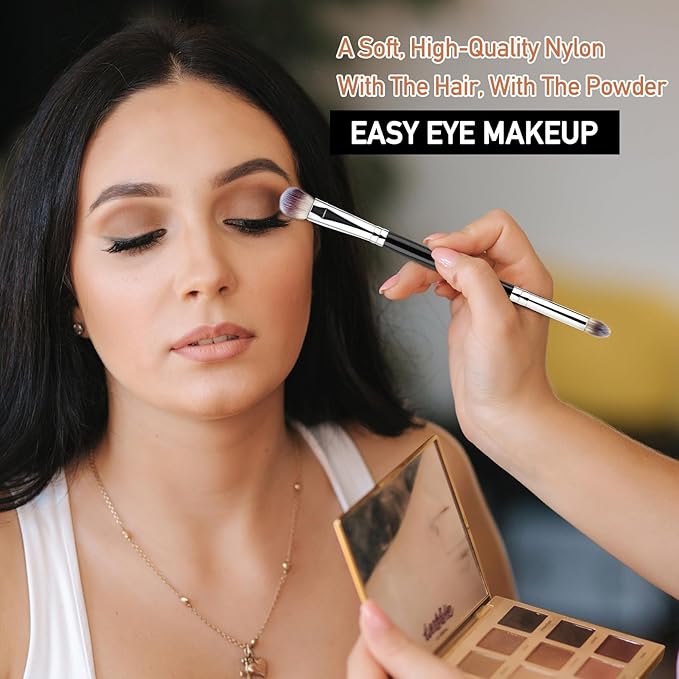 Eyeshadow Brush Eye Makeup Brush Professional Blending Eyeshadow Makeup Brushes for Concealer Eyebrows Eyeliner Soft Hairs Makeup Tool (Black-EB02)