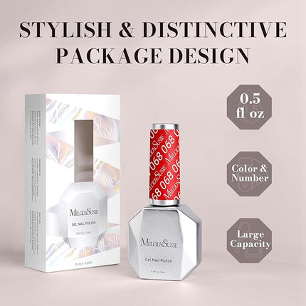 MelodySusie Light Red Gel Nail Polish, 0.5 fl oz Soak Off UV LED Bright Red Gel Polish Gift for Women Nail Art Manicure Salon DIY Nail Design Decoration at Home-068-A2805