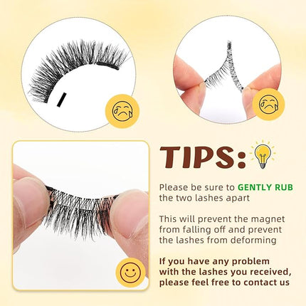 QUEWEL Magnetic-Eyelashes with Applicator, Portable Magnetic Eyelashes Natural Look, Upgrade 2 Magnet False Eyelashes More Easy to Wear, Easy to Use and Remove (Magnetics NZH-E)