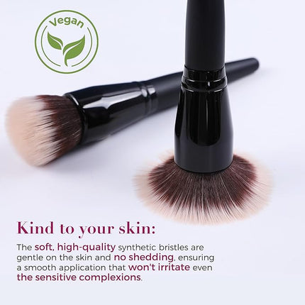 ENERGY Stippling Brush,Professional Makeup Brush for Liquid, Contour, Foundation, Bronzer, Blush, Powder, Buffing, Blending, Soft Vegan Synthetic Bristles, Face Make Up Tool,Black