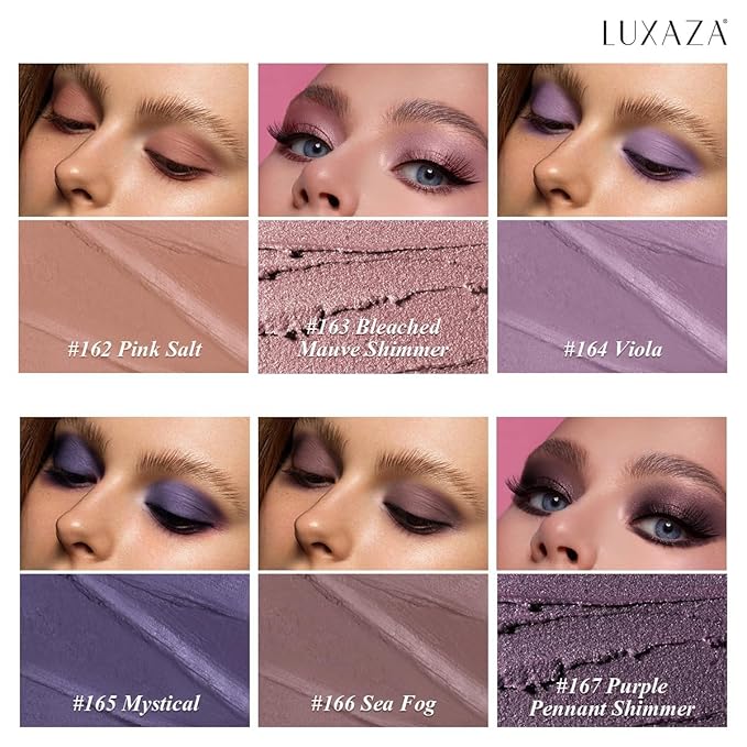 Purple Eyeshadow Stick 6PCS Set, Metallic Shimmer Matte Cream Eye Shadow Palette Brightener Pencil Crayon, Halloween Makeup - BLUEBERRY