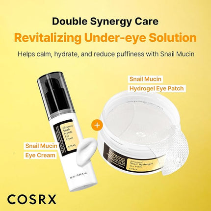 COSRX Advanced Snail Hydrogel Eye Patch (60pc), Gel Serum Mask, Puffy Under Eye Treament, Fine Lines, Refresh, Hydrate, Korean Skin Care
