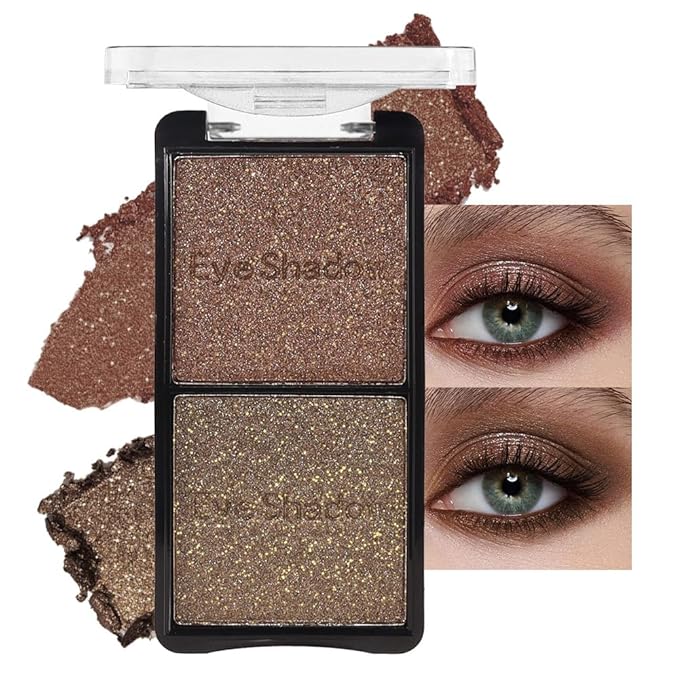 Double color eye shadow, Eyeshadows Creamy, high pigment eye makeup palette, matte shimmer metal eye shadow powder, Blendable, Ultra-Pigmented, Easy to Apply, Matte & Shimmer, (06)