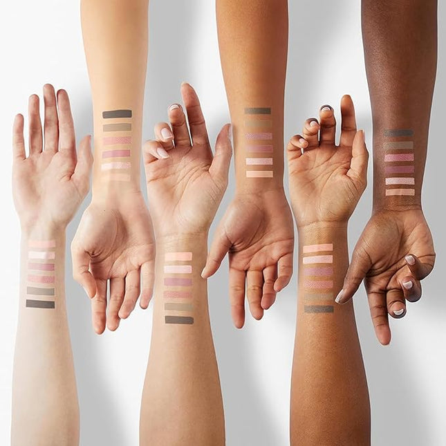 MYSTER ROSEY Nudes 3 Series Mini Eyeshadow Palette, Matte & Shimmer Finish, 6 Champagne Mauve & Black Eye Shadows, Travel Friendly Size, Vegan, Cruelty-free