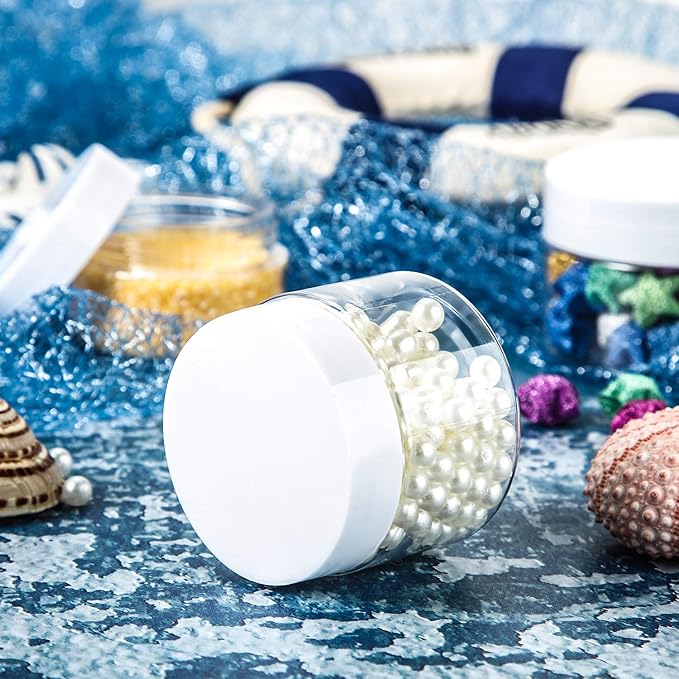 SATINIOR 36 Pieces 2.5 oz Plastic Jars with Lids Wide Mouth Airtight Reusable Container Acrylic Cosmetic Small Jars for Lotions Ointments Travel Toiletries Creams Make up Storage(White)