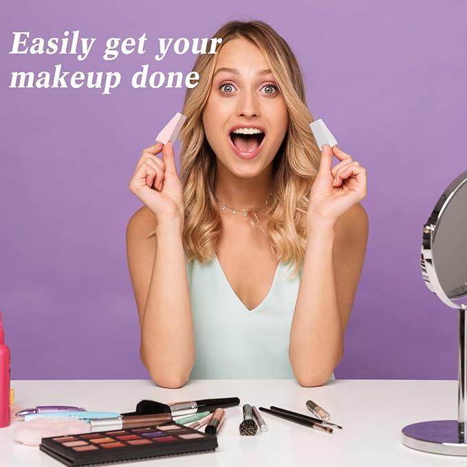 TecUnite 100 Pieces Cosmetic Sponges Latex Makeup Foam Wedges Foundation Beauty Tools(Pink,White)