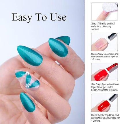 Imtiti Pearl Blue Gel Polish, 0.5Fl.oz Cyan Blue Shimmer Glitter Gel Nail Polish Nail Art Starter Manicure Salon DIY at Home 1Pcs