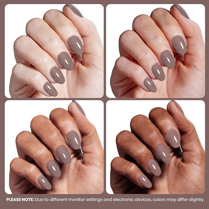 Beetles Brown Gel Nail Polish - 15ML Hema-Free Grey Brown Color Nail Polish Long-Lasting High Gloss Soak Off Latte Routine Uv Gel Polish Color Bottle Salon 0.51 Fl Oz