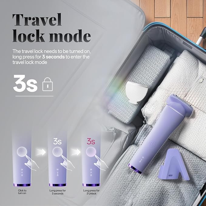 krofaue Womens Bikini Trimmer - 2-in-1 Double Blades Waterproof Womens Electric Shaver for Legs, Underarms, Bikini Line - Wet & Dry USB Rechargeable Bikini Razors for Women with LED Display