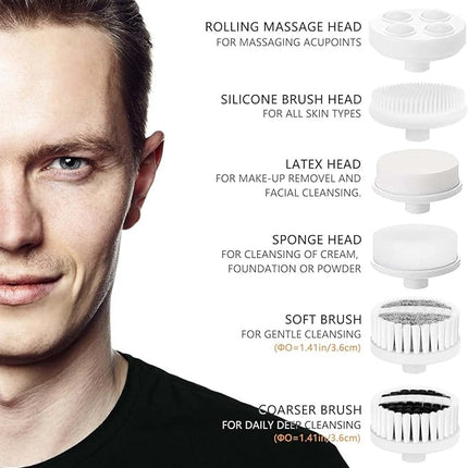 Facial Cleansing Brush Face Scrubber: CLSEVXY Electric Face Spin Cleanser Brushes with 6 Brush Heads for Deep Cleansing, Gentle Exfoliating, Removing Blackhead, Massaging