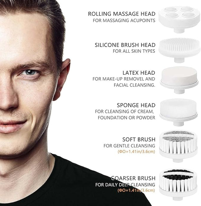 Facial Cleansing Brush Face Scrubber: CLSEVXY Electric Face Spin Cleanser Brushes with 6 Brush Heads for Deep Cleansing, Gentle Exfoliating, Removing Blackhead, Massaging