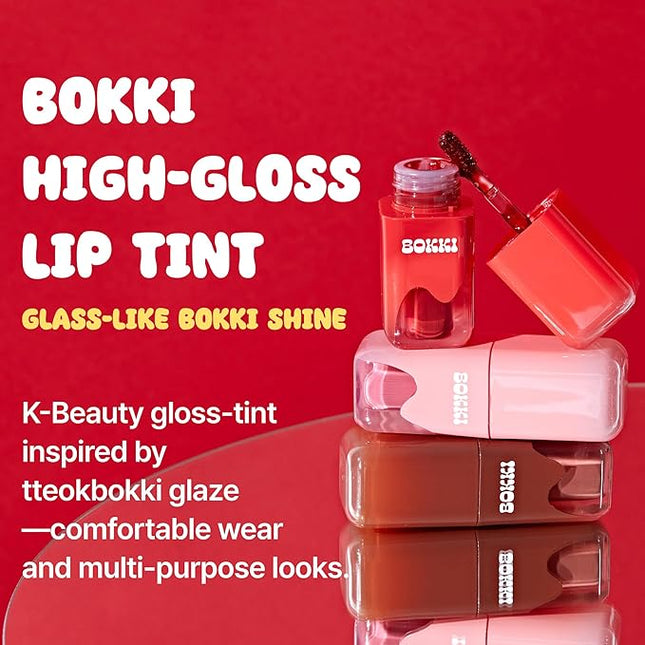 BLACK ROUGE Glow Bokki Tint, GB08 Vienna Rosé – Korean Lip Tint Inspired by Tteokbokki, Non-Sticky Long-Lasting Lip Stain with Glossy Finish, Cute Stickers – Original Red, Rose, Soy