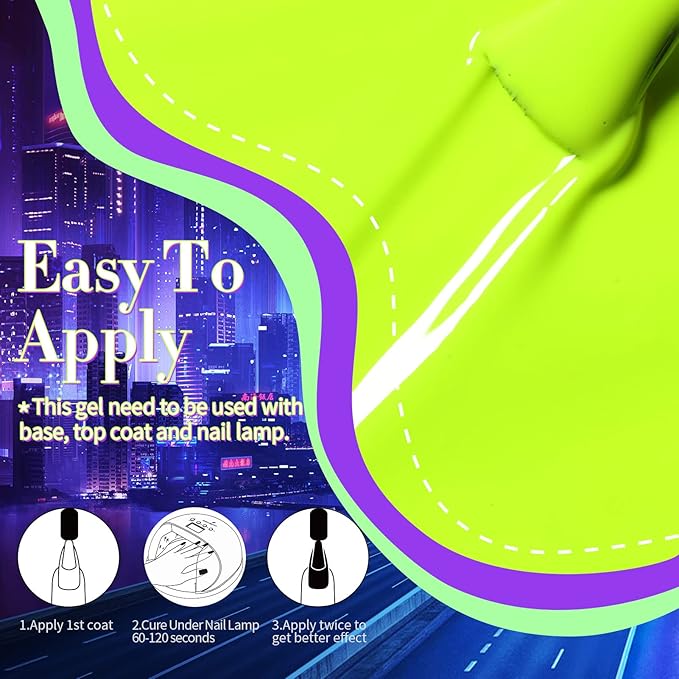 Born Pretty Neon Gel Nail Polish Set 6 Colors Halloween Luminous Glow in Dark Gel Polish Fluorescent Orange Hot Pink Blue Yellow Green Purple Gel Nail Polish Set 7ML