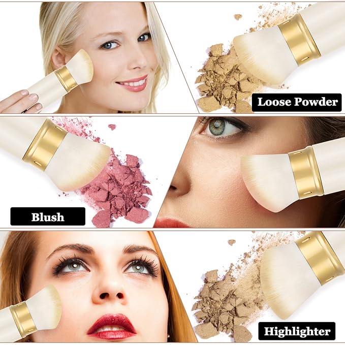 Falliny Retractable Kabuki Makeup Brush, Travel Powder Blush Brush Foundation Makeup Brush with Cover for Blush, Sunscreen,Bronzer, Buffing, Concealer,Highlighter, Powder Cosmetics