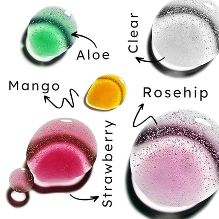 VARIETY SET OF 8 NICKA-K Vitamin-E Lip Gloss (Clear, Rosehip, Coconut, Aloe, Mango, Strawberry, Bubble Gum, Cherry)