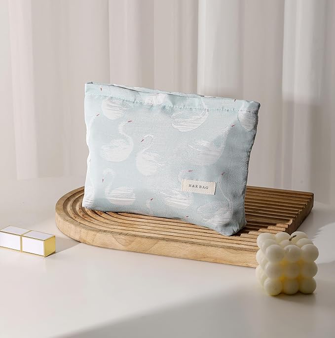 2 Pcs Makeup Bags, Large Cosmetic Bag Travel Toiletry Bag Organizer for Women, Embroidery Craft, Floral Makeup Bag Small Cosmetic Pouch Purse with Zipper Gifts for Girls Teen