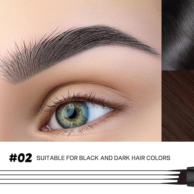2 Pack Eyebrow Pen, Waterproof Microblading Eyebrow Pencil, 4 Tip Precise Eye Brow Makeup Pen for Women to Effortlessly Create Hair Like Natural Brows, Non Dry Out and Last All Day (Black)
