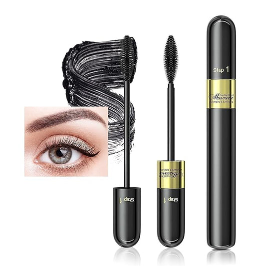 Mascara Volume and Length, No Clumping 2-1 Waterproof Mascara Black Volumizing & Curling, Smudge Proof, Washable, No Clumping or Flaking