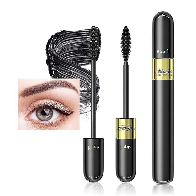 Waterproof Mascara Black, Mascara Volume and Length Smudge-proof Curling Eyelashes for 24H Charming Eye Make up, Vegan and Cruelty Free