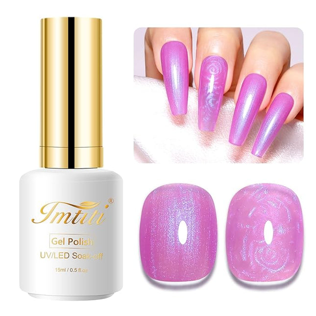 Imtiti Aurora Mermaid Purple Blue Gel Nail Polish, 0.5fl.oz Pearl Shimmer Glitter Shell Soak Off U V Gel Nail Polish for DIY Nail Art Manicure 1Pcs