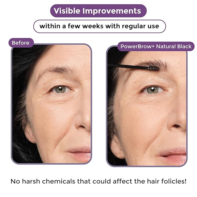 PowerBrow+ Tinted Eyebrow Gel For Older Women - Defines, Fills, Thickens Brows - 2-in-1 Formula - Natural Color, Quick Fixing, Long-Lasting - Hypoallergenic Light Brown (Latte)