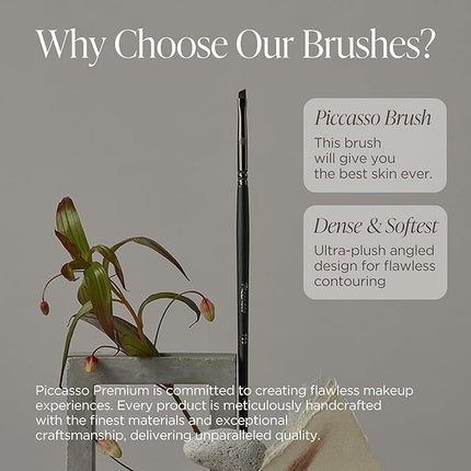 Piccasso 722 Angled Eyeliner Brush – Thin Flat Eyeliner Brush for Precise Eye Makeup, Ideal Eyeliner Tool for Liquid Eyeliner, Gel, and Powder – Professional Eyeshadow and Facial Brush