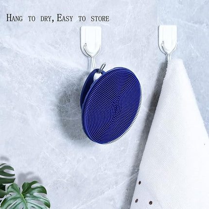 INNERNEED Silicone Face Exfoliating Brush Manual Handheld Facial Cleansing Scrubber Blackhead Remover, Food-Grade Soft Bristle (Dark Blue+Gray)