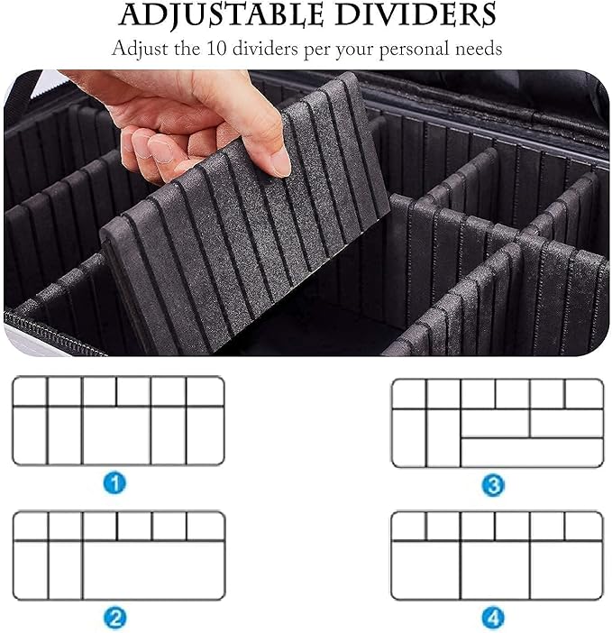 JOURMON Travel Makeup Case Portable Makeup Train Case Organizer Cosmetic Bag with Adjustable Dividers and Shoulder Strap for Makeup Brushes Toiletry Travel Accessories(Marble White Black, L)