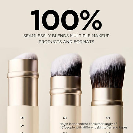 HALEYS Retractable Face Brush, VEGAN Dense, Angled Bristles & Adjustable Sleeve, Portable Makeup Brush for Quick, Easy Streak-Free Blending of Liquids, Creams, Powders, Travel-friendly Mess-Free Cap