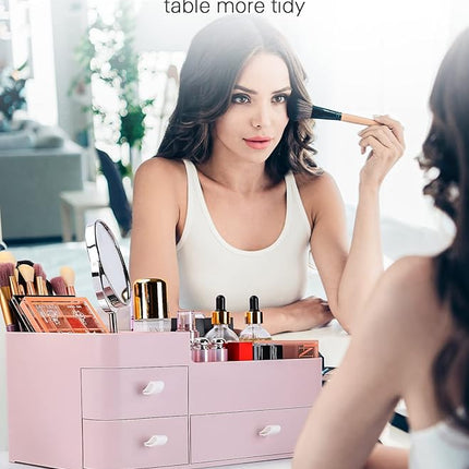 ONXE Makeup Organizer with Drawers,Large Capacity Countertop Organizer for Vanity,Bathroom and Bedroom Desk Cosmetics Organizer for Skin Care,Brushes, Eyeshadow, Lotions, Lipstick, Nail Polish