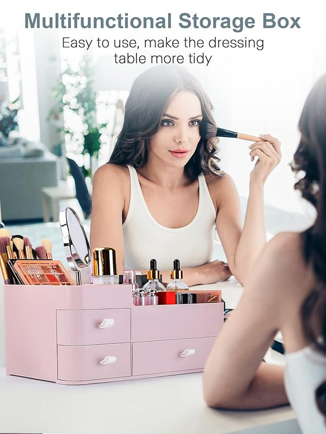 ONXE Makeup Organizer with Drawers,Large Capacity Countertop Organizer for Vanity,Bathroom and Bedroom Desk Cosmetics Organizer for Skin Care,Brushes, Eyeshadow, Lotions, Lipstick, Nail Polish