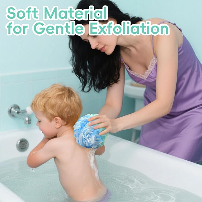 Shower Loofah 4PCS Soft Bath Body Sponge 60g Loofa Set Thick Wash Puffs for Women and Men