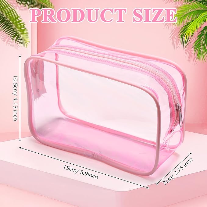 Weewooday 12 Pieces Clear Makeup Bags Cosmetic Storage Bags PVC Zipper Pouches Travel Waterproof Makeup Plastic Case for Women Organizing Toiletries Traveling Bathroom(Small,Light Pink)