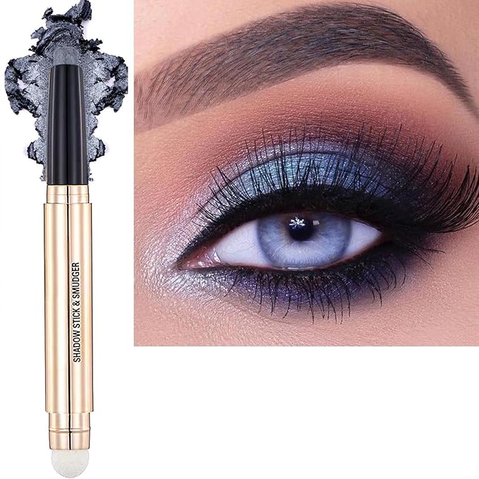 Silver Smokey Grey Gray Eyeshadow Stick eyeliner pencil Makeup Cream Smooth Shimmer Single Matte Primer Eyeshadow Pencil, Hypoallergenic Waterproof Long Lasting Eye Shadow
