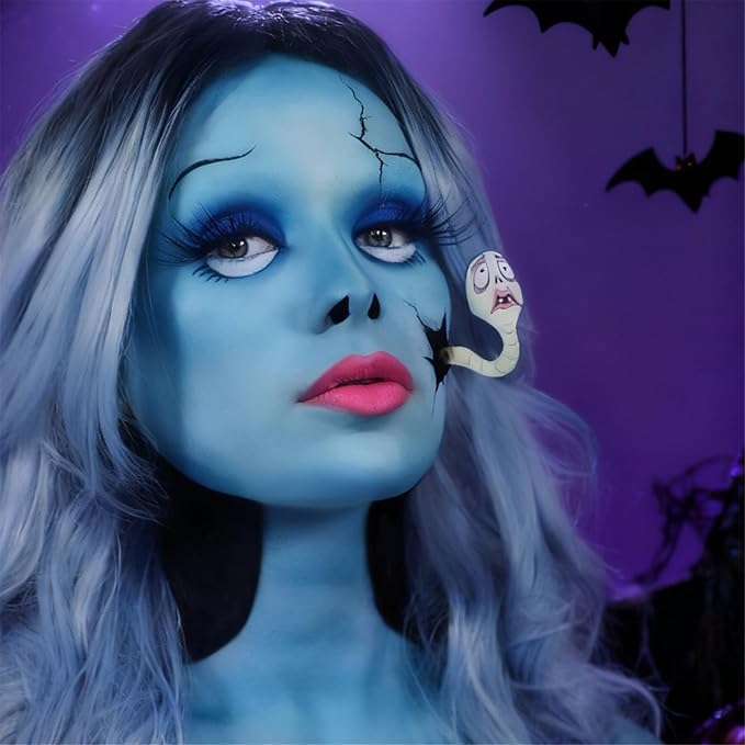 Go Ho Light Blue Face Body Paint Stick,Water Based Non-Toxic Face Painting,Easy-to-use Facepaint for Halloween SFX Ghost Bride Sally Cosplay Costume Makeup,0.63oz