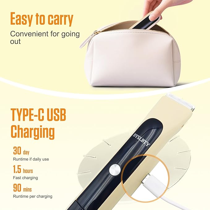 Bikini Trimmer for Women - Painless Electric Razors for Silk Skin,Cordless Body Shaver for Trip, IPX7 Waterproof Dual Head Khaki
