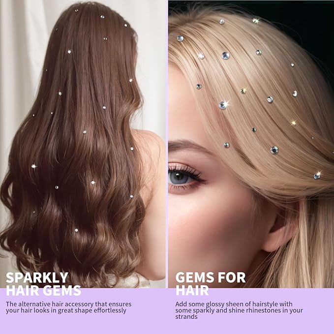 Teenitor Face Gems Makeup Rhinestone Self Adhesive Gems Stickers, 650PCS Festival Makeup Eye Jewels Stick On Rhinestone for Hair, Body, Eye