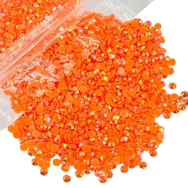 qiipii 3000PCS 5mm Neon Orange AB Resin Rhinestones for Crafting Orange Red Flatback Jelly Stones Bulk SS20 Non-Hotfix Stones Diamonds Gems for Nails Faces Eyes Makeup Mugs Tumblers Bottles DIY Crafts
