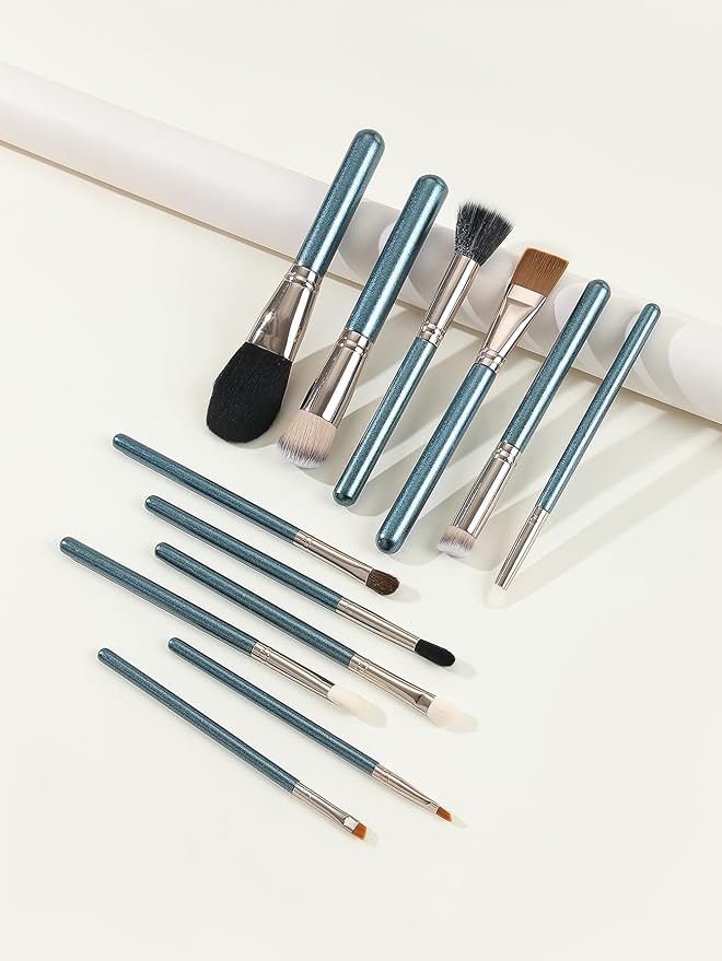 12Pcs Premium Synthetic Soft Dense Fiber Makeup Brush Set with Case - Face, Blush, Contour, Eyeshadow Brushes - Black