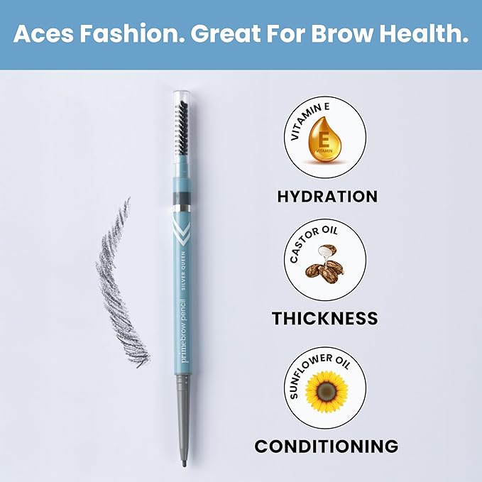 PrimeBrow Pencil for Mature Women – Ultra-Precise Tip for Natural, Hair-Like Strokes – Smudge-Proof & Long-Lasting Wear – Great for Thinning, Sparse, or Graying Brows (Taupe)