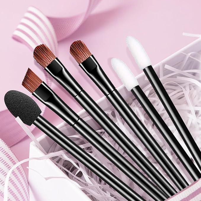 AUHOKY 250Pcs Disposable Eyebrow Brush Set,100 Angled/Round Eyebrow Brushes, 100 Lip Brushes, 50 Double-end Eyeshadow Brushes, Makeup Applicators Accessories Kit for Women Girl Face Beauty Cosmetic