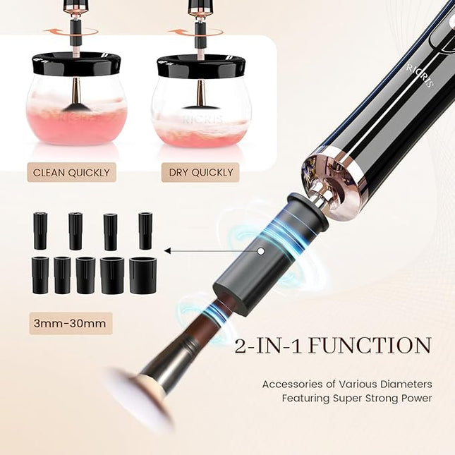 Electric Makeup Brush Cleaner and Dryer Machine - Super Fast Clean and Dry Make Up Brushes - Automatic Cosmetic Brush Spinner Washer Tools