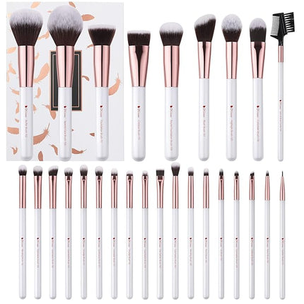 DUcare Makeup Brush Set Professional 27Pcs Makeup Brushes Premium Synthetic Kabuki Foundation Blending Face Powder Blush Concealers Eye Shadows Make Up Brushes Kit White