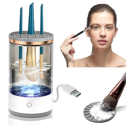 Electric Makeup Brush Cleaner - Quick and Efficient Deep Cleaning for All Brush Types，Automatic Cosmetic Brush Cleaner Makeup Brush with Brush Clean Mat，Beauty Tool for Women Travel