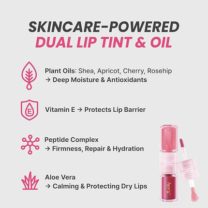 Epielle Herg Dual Lip Tint & Oil Raspberry Love & Watermelon Sugar, Double-Ended 2-in-1 Korean Lip Tint & Lip Plumper, Long-Lasting, Stocking Stuffers