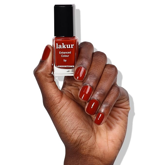 LONDONTOWN lakur Nail Polish - Chip-Resistant, Non-Toxic, Conditions & Hydrates Nails | Glossy Umber Red, You Autumn Know, .40 fl oz